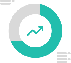 Gráfico circular de crescimento empresarial com flecha ascendente